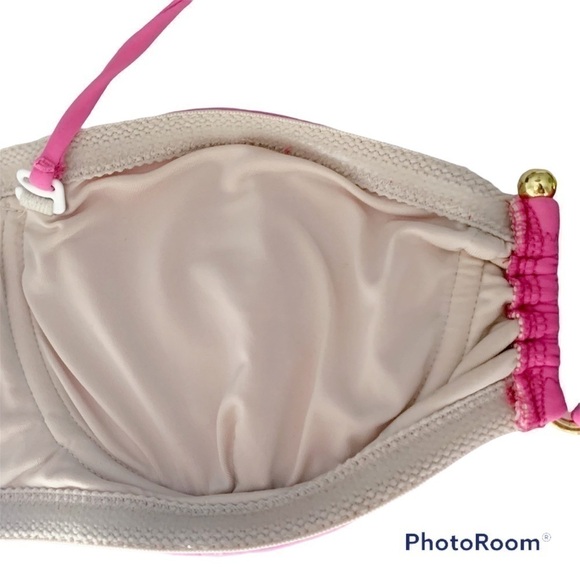 đť…şSHOSHANNA Pink Ruched Bandeau Swimsuit Top Size M/L - Picture 5 of 7